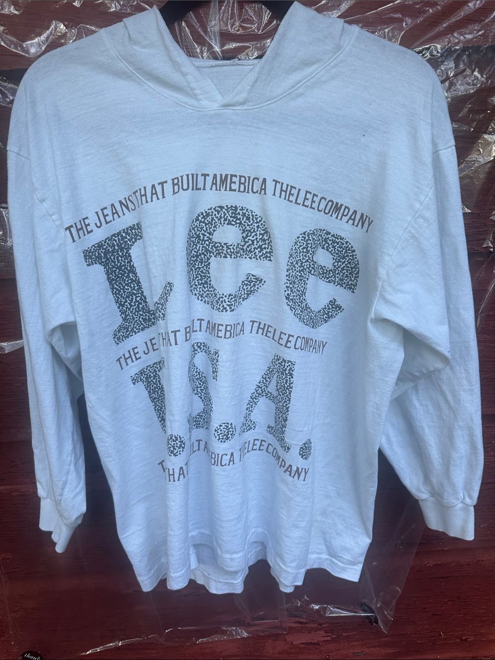 Vintage White Long Sleeve Lee Graphic Hoodie